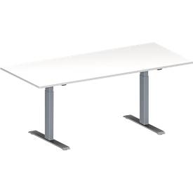 Schäfer Shop Genius Konferenztisch MODENA FLEX, Rechteck, T-Fuß Rechteckrohr, B 1800 x T 800 x H 650-850 mm, weiß/weißal