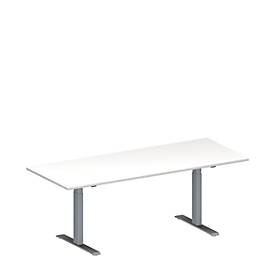 Schäfer Shop Genius Konferenztisch MODENA FLEX, Rechteck, T-Fuß Rechteckrohr, B 2000 x T 800 x H 650-850 mm, weiß/weißaluminium RAL 9006