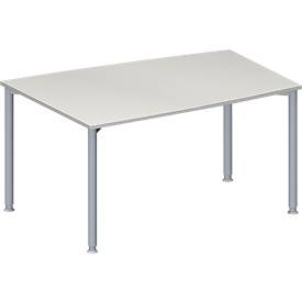 Schäfer Shop Genius Konferenztisch MODENA FLEX, Tonne, 4-Fuß Rundrohr, B 1400 x T 1000 x H 720-840 mm, lichtgrau/weißaluminium RAL 9006