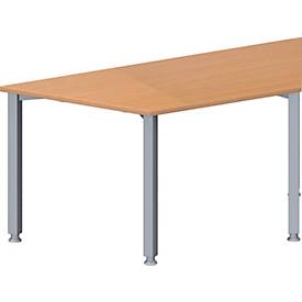 Schäfer Shop Genius Konferenztisch MODENA FLEX, Trapez, 4-Fuß Quadratrohr, B 1600 x T 800 x H 720-840 mm, Buche/weißaluminium RAL 9006