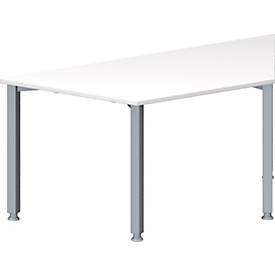 Schäfer Shop Genius Konferenztisch MODENA FLEX, Trapez, 4-Fuß Quadratrohr, B 1600 x T 800 x H 720-840 mm, weiß/weißaluminium RAL 9006