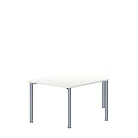 Schäfer Shop Genius Konferenztisch MODENA FLEX, Trapez, 4-Fuß Rundrohr, B 1600 x T 800 x H 720-840 mm, weiß/weißaluminium RAL 9006