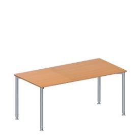 Schäfer Shop Genius Konferenztisch, Rechteck, 4-Fuß Rundrohr, B 1600 x T 800 x H 720-840 mm, Buche/weißaluminium RAL 9006