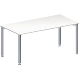 Schäfer Shop Genius Konferenztisch, Rechteck, 4-Fuß Rundrohr, B 1600 x T 800 x H 720-840 mm, weiß/weißaluminium RAL 9006