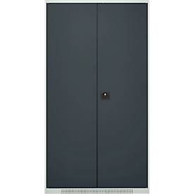 Schäfer Shop Genius Magazinschrank FS, 5 OH, abschließbar, 10 Fachböden, 2 Lochrasterplatten, bis 450 kg, B 1055 x T 520 x H 1950 mm, lichtgrau/anthrazitgrau