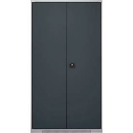 Schäfer Shop Genius Magazinschrank FS, 5 OH, abschließbar, 10 Fachböden, 2 Lochrasterplatten, bis 450 kg, B 1055 x T 520 x H 1950 mm, weißalu/anthrazitgrau