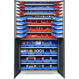 Schäfer Shop Genius Magazinschrank, mit Sichtlagerkästen SSI Schäfer Serie PROFI LF 110/211/221/321, B 1055 x T 520 x H 1950 mm, anthrazitgrau/lichtgrau