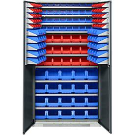 Schäfer Shop Genius Magazinschrank, mit Sichtlagerkästen SSI Schäfer Serie PROFI LF 110/211/221/321, B 1055 x T 520 x H 1950 mm, anthrazitgrau/lichtgrau