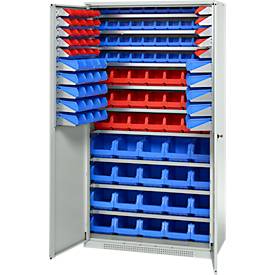 Schäfer Shop Genius Magazinschrank, mit Sichtlagerkästen SSI Schäfer Serie PROFI LF 110/211/221/321, B 1055 x T 520 x H 1950 mm, lichtgrau