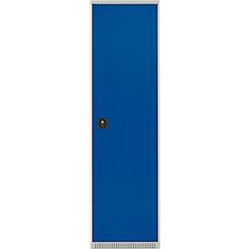 Schäfer Shop Genius Materialschrank FS, 5 OH, abschließbar, 2 Fachböden/6 Schübe, bis 250 kg, B 545 x T 520 x H 1950 mm, Stahl, lichtgrau/enzianblau