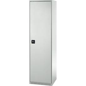 Schäfer Shop Genius Materialschrank FS, 5 OH, abschließbar, 2 Fachböden/6 Schübe, bis 250 kg, B 545 x T 520 x H 1950 mm, Stahl, lichtgrau/lichtgrau