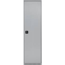 Schäfer Shop Genius Materialschrank FS, 5 OH, abschließbar, 2 Fachböden/6 Schübe, bis 250 kg, B 545 x T 520 x H 1950 mm, Stahl, weißalu/weißalu