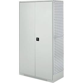 Schäfer Shop Genius Materialschrank FS, 5 OH, abschließbar, 4 Fachböden/12 Schübe, bis 450 kg, B 1055 x T 520 x H 1950 mm, Stahl, lichtgrau/lichtgrau