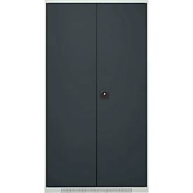 Schäfer Shop Genius Materialschrank FS, 5 OH, abschließbar, Lochrasterwände/3 Fachböden, bis 450 kg, B 1055 x T 520 x H 1950 mm, lichtgrau/anthrazitgrau