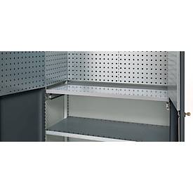 Schäfer Shop Genius Materialschrank FS, 5 OH, abschließbar, Lochrasterwände/3 Fachböden, bis 450 kg, B 1055 x T 520 x H 1950 mm, lichtgrau/anthrazitgrau