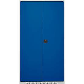 Schäfer Shop Genius Materialschrank FS, 5 OH, abschließbar, Lochrasterwände/3 Fachböden, bis 450 kg, B 1055 x T 520 x H 1950 mm, lichtgrau/enzianblau