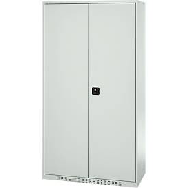 Schäfer Shop Genius Materialschrank FS, 5 OH, abschließbar, Lochrasterwände/3 Fachböden, bis 450 kg, B 1055 x T 520 x H 1950 mm, lichtgrau/lichtgrau