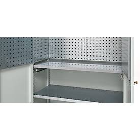 Schäfer Shop Genius Materialschrank FS, 5 OH, abschließbar, Lochrasterwände/3 Fachböden, bis 450 kg, B 1055 x T 520 x H 1950 mm, lichtgrau/lichtgrau