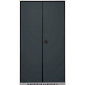 Schäfer Shop Genius Materialschrank FS, 5 OH, abschließbar, Lochrasterwände/3 Fachböden, bis 450 kg, B 1055 x T 520 x H 1950 mm, weißalu/anthrazitgrau