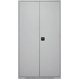 Schäfer Shop Genius Materialschrank FS, 5 OH, abschließbar, Lochrasterwände/3 Fachböden, bis 450 kg, B 1055 x T 520 x H 1950 mm, weißalu/weißalu