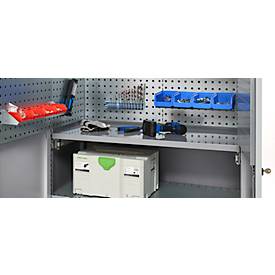 Schäfer Shop Genius Materialschrank FS, 5 OH, abschließbar, Lochrasterwände/3 Fachböden, bis 450 kg, B 1055 x T 520 x H 1950 mm, weißalu/weißalu