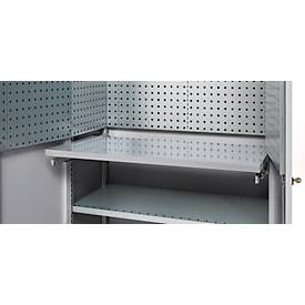 Schäfer Shop Genius Materialschrank FS, 5 OH, abschließbar, Lochrasterwände/3 Fachböden, bis 450 kg, B 1055 x T 520 x H 1950 mm, weißalu/weißalu