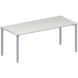 Schäfer Shop Genius Meeting table MODENA FLEX, height adjustable, rectangular shape, 4 round tubular legs, W 1800 x D 800 mm, light gray