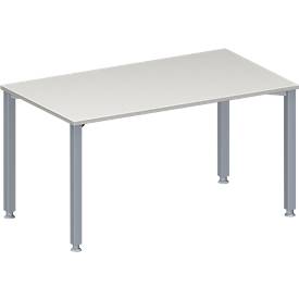 Schäfer Shop Genius Meeting table MODENA FLEX, height adjustable, rectangular shape, 4 square tubular legs, W 1400 x D 800 mm, light gray