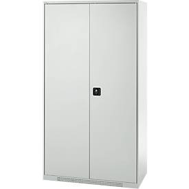 Schäfer Shop Genius Mehrzweckschrank FS, modular, abschließbar, mit Mittelwand, 4 Fachböden, B 1055 x T 520 x H 1950 mm, lichtgrau