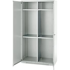 Schäfer Shop Genius Mehrzweckschrank FS, modular, abschließbar, mit Mittelwand, 4 Fachböden, B 1055 x T 520 x H 1950 mm, lichtgrau