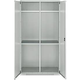 Schäfer Shop Genius Mehrzweckschrank FS, modular, abschließbar, mit Mittelwand, 4 Fachböden, B 1055 x T 520 x H 1950 mm, lichtgrau