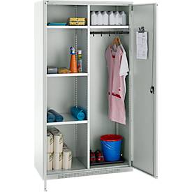 Schäfer Shop Genius Mehrzweckschrank FS, modular, abschließbar, mit Mittelwand, 4 Fachböden, B 1055 x T 520 x H 1950 mm, lichtgrau
