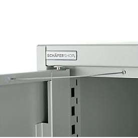 Schäfer Shop Genius Mehrzweckschrank FS, modular, abschließbar, mit Mittelwand, 4 Fachböden, B 1055 x T 520 x H 1950 mm, lichtgrau