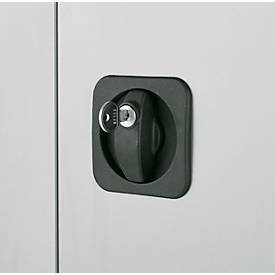 Schäfer Shop Genius Mehrzweckschrank FS, modular, abschließbar, mit Mittelwand, 4 Fachböden, B 1055 x T 520 x H 1950 mm, lichtgrau