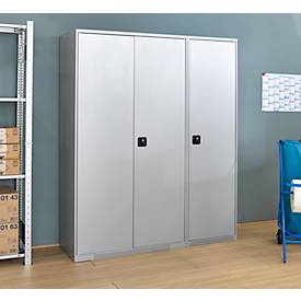 Schäfer Shop Genius Mehrzweckschrank FS, modular, abschließbar, mit oder ohne Mittelwand, T 520 x H 1950 mm, lichtgrau