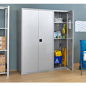 Schäfer Shop Genius Mehrzweckschrank FS, modular, abschließbar, mit oder ohne Mittelwand, T 520 x H 1950 mm, lichtgrau