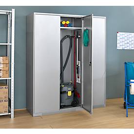 Schäfer Shop Genius Mehrzweckschrank FS, modular, abschließbar, mit oder ohne Mittelwand, T 520 x H 1950 mm, lichtgrau