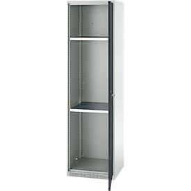 Schäfer Shop Genius Mehrzweckschrank FS, modular, individuell erweiterbar, 2 Fachböden, bis 250 kg, B 545 x T 520 x H 1950 mm, Stahl, lichtgrau/anthrazitgrau