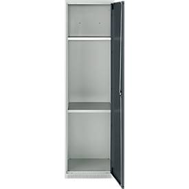 Schäfer Shop Genius Mehrzweckschrank FS, modular, individuell erweiterbar, 2 Fachböden, bis 250 kg, B 545 x T 520 x H 1950 mm, Stahl, lichtgrau/anthrazitgrau
