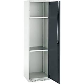 Schäfer Shop Genius Mehrzweckschrank FS, modular, individuell erweiterbar, 2 Fachböden, bis 250 kg, B 545 x T 520 x H 1950 mm, Stahl, lichtgrau/anthrazitgrau