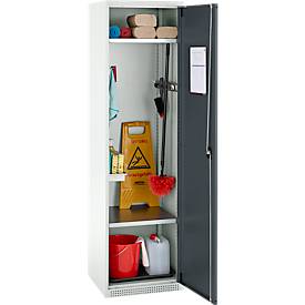 Schäfer Shop Genius Mehrzweckschrank FS, modular, individuell erweiterbar, 2 Fachböden, bis 250 kg, B 545 x T 520 x H 1950 mm, Stahl, lichtgrau/anthrazitgrau