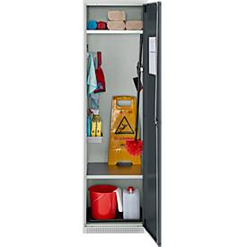 Schäfer Shop Genius Mehrzweckschrank FS, modular, individuell erweiterbar, 2 Fachböden, bis 250 kg, B 545 x T 520 x H 1950 mm, Stahl, lichtgrau/anthrazitgrau