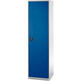 Schäfer Shop Genius Mehrzweckschrank FS, modular, individuell erweiterbar, 2 Fachböden, bis 250 kg, B 545 x T 520 x H 1950 mm, Stahl, lichtgrau/enzianblau