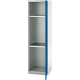 Schäfer Shop Genius Mehrzweckschrank FS, modular, individuell erweiterbar, 2 Fachböden, bis 250 kg, B 545 x T 520 x H 1950 mm, Stahl, lichtgrau/enzianblau