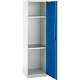 Schäfer Shop Genius Mehrzweckschrank FS, modular, individuell erweiterbar, 2 Fachböden, bis 250 kg, B 545 x T 520 x H 1950 mm, Stahl, lichtgrau/enzianblau