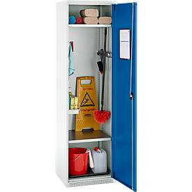 Schäfer Shop Genius Mehrzweckschrank FS, modular, individuell erweiterbar, 2 Fachböden, bis 250 kg, B 545 x T 520 x H 1950 mm, Stahl, lichtgrau/enzianblau