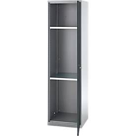 Schäfer Shop Genius Mehrzweckschrank FS, modular, individuell erweiterbar, 2 Fachböden, bis 250 kg, B 545 x T 520 x H 1950 mm, Stahl, weißaluminium/anthrazitgrau