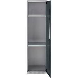 Schäfer Shop Genius Mehrzweckschrank FS, modular, individuell erweiterbar, 2 Fachböden, bis 250 kg, B 545 x T 520 x H 1950 mm, Stahl, weißaluminium/anthrazitgrau