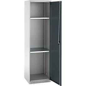 Schäfer Shop Genius Mehrzweckschrank FS, modular, individuell erweiterbar, 2 Fachböden, bis 250 kg, B 545 x T 520 x H 1950 mm, Stahl, weißaluminium/anthrazitgrau