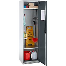 Schäfer Shop Genius Mehrzweckschrank FS, modular, individuell erweiterbar, 2 Fachböden, bis 250 kg, B 545 x T 520 x H 1950 mm, Stahl, weißaluminium/anthrazitgrau